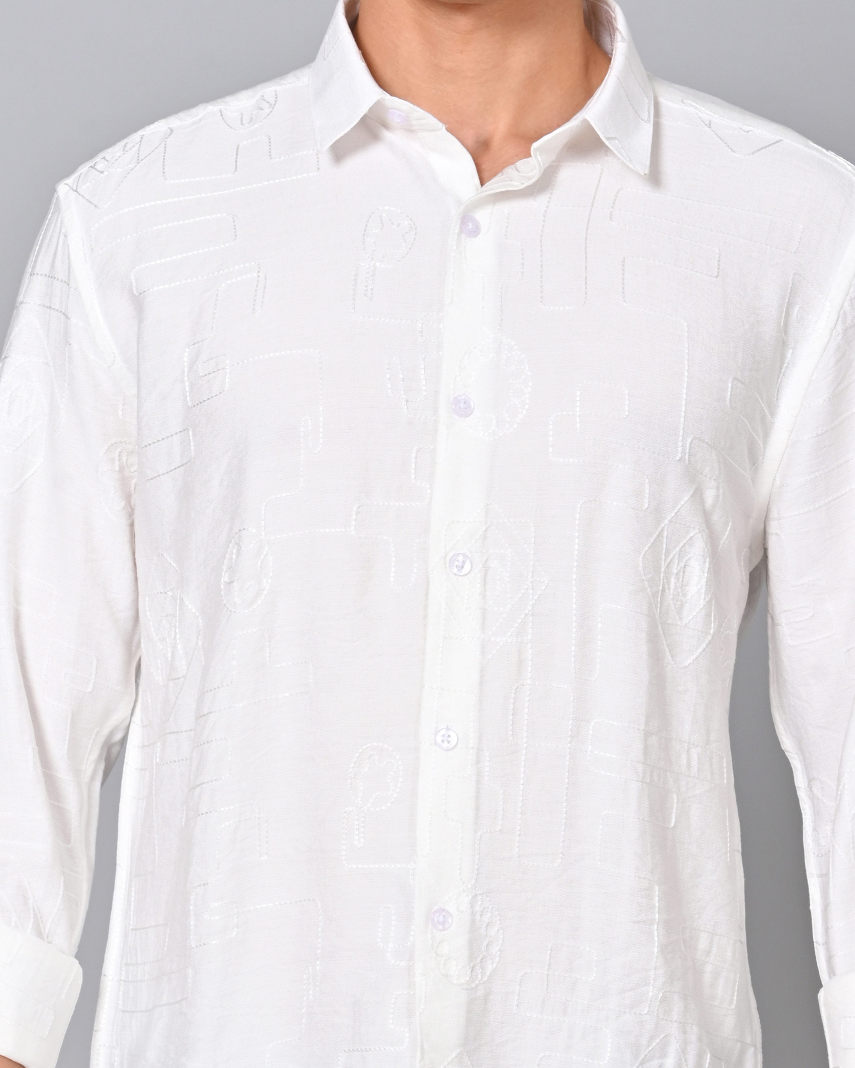 Shop Men's Embroidered Full Sleeve White Shirt