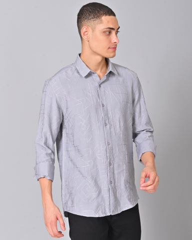 Buy Men's Embroidered Light Slate Blue Shirt