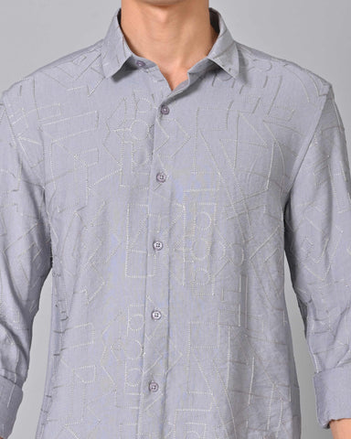 Shop Men's Embroidered Light Slate Blue Shirt
