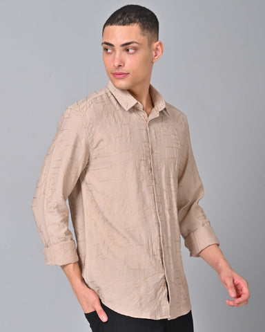 Buy Men's Embroidered Sand Color Shirt