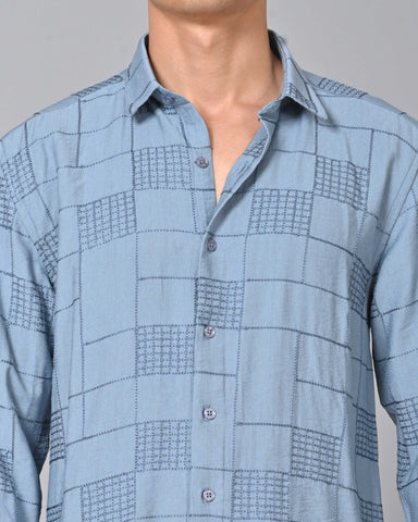 Shop Men's Embroidered Slate Blue Shirt