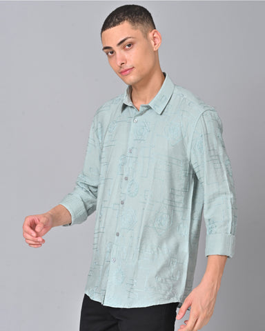 Men's Embroidered Cotton Blue Haze Shirt Online