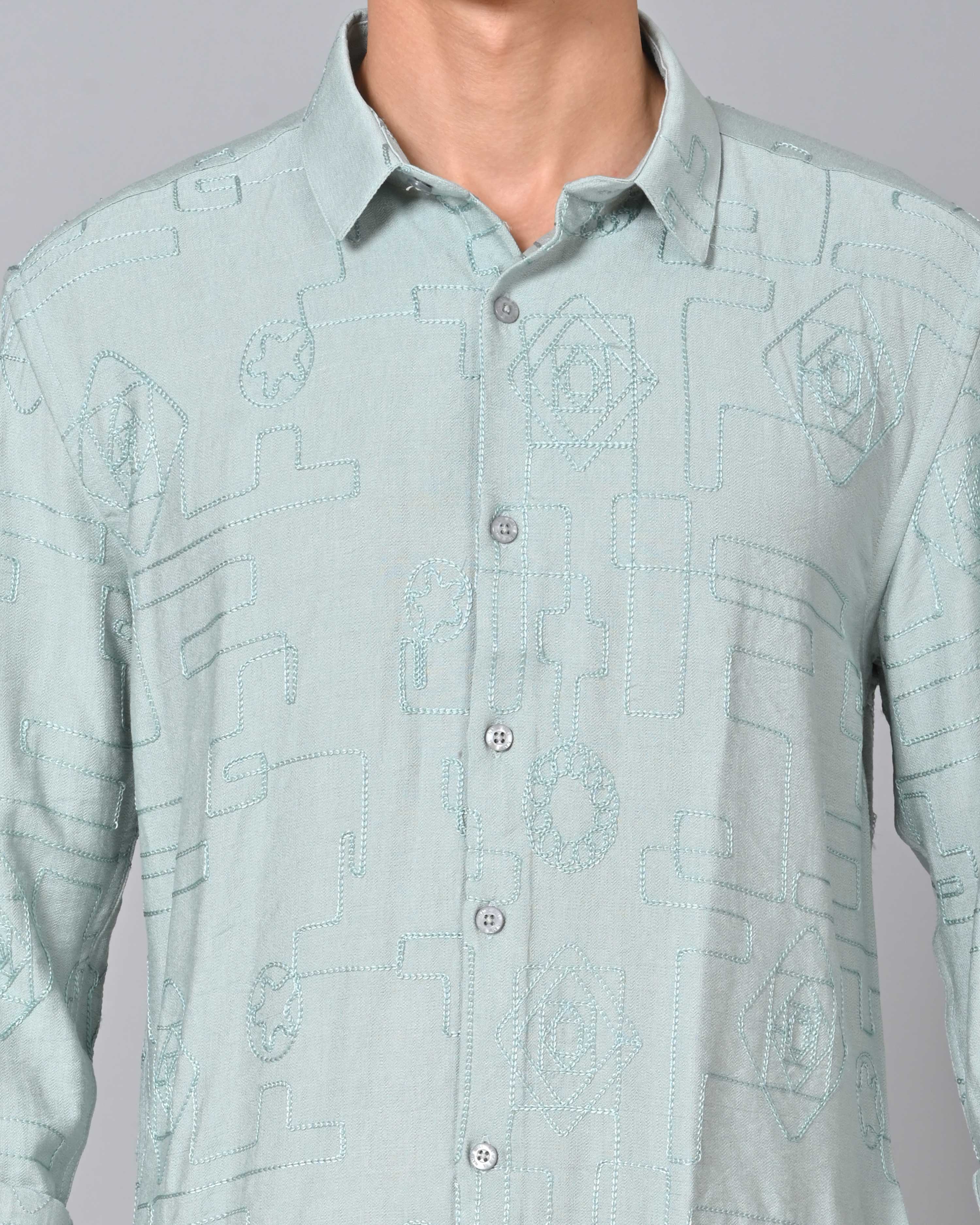 Shop Men's Embroidered Blue Haze Shirt Online