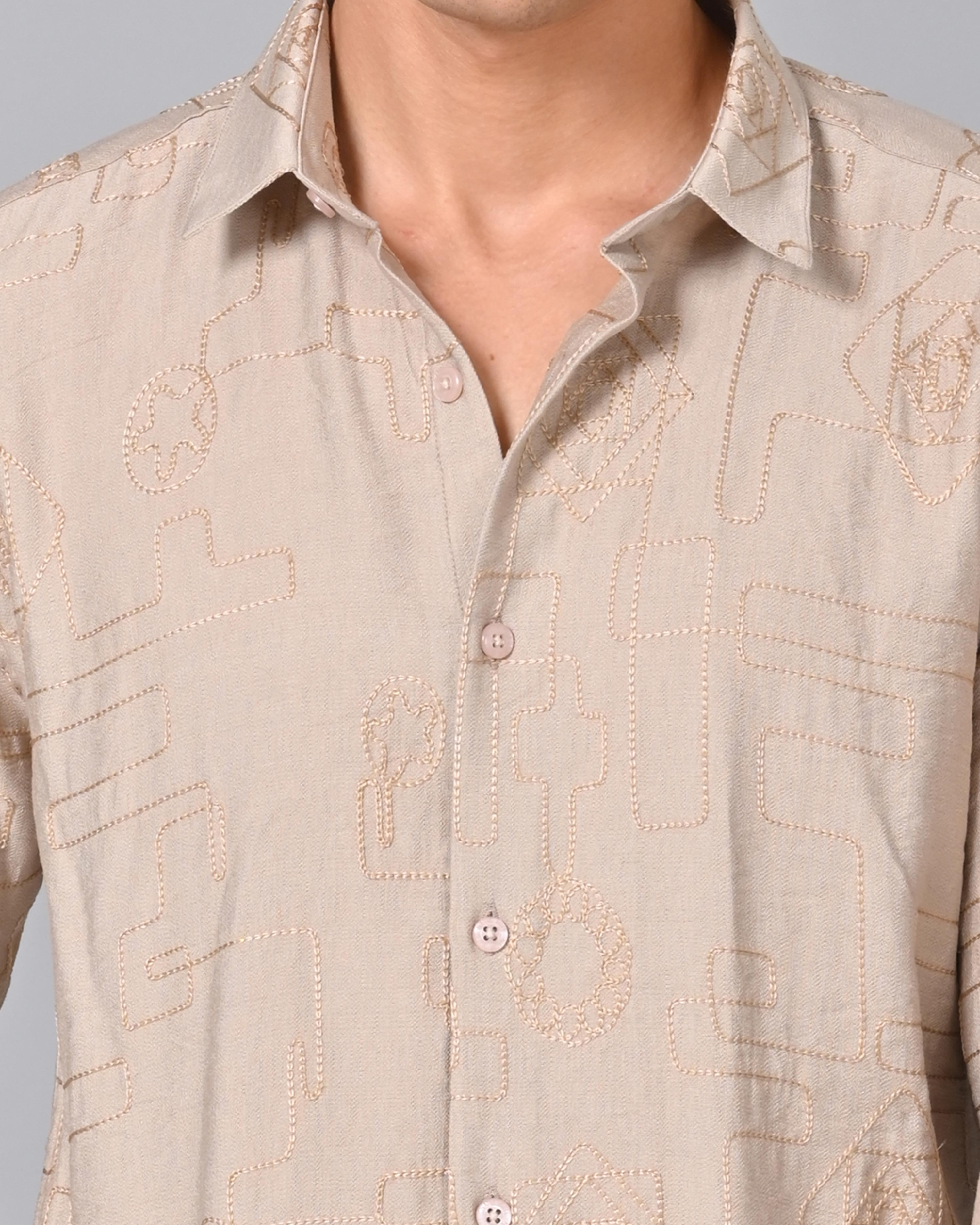 Shop Men's Embroidered Misty Rose Shirt Online