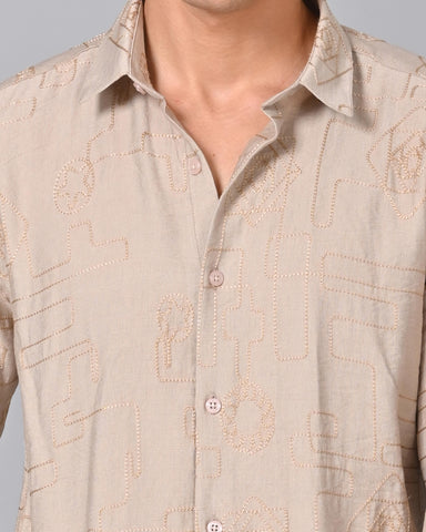 Shop Men's Embroidered Misty Rose Shirt Online