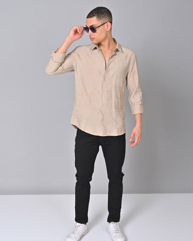 Buy Men's Embroidered Cotton Misty Rose Shirt 