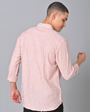 Buy Men's Embroidered Light Pink Shirt