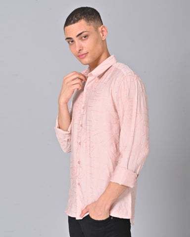 Shop Men's Embroidered Light Pink Cotton Shirt