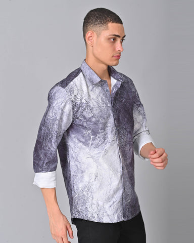 Men's White & Blue Tencel Shirt Online