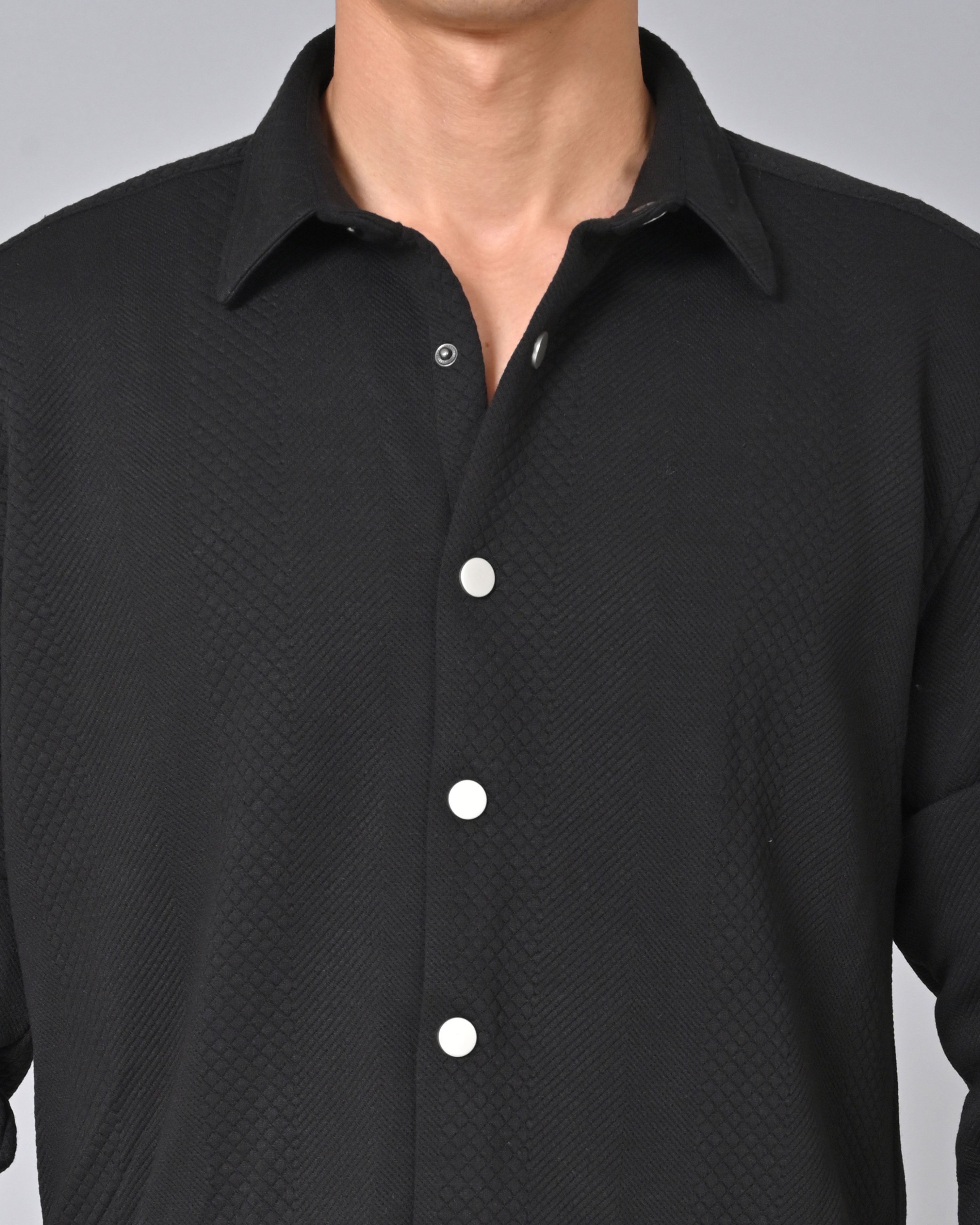 Buy Men's Black Knit Cotton Shirt Online