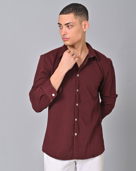 Men's Casual Patterned Knit Cotton Regular Fit Shirt - 03