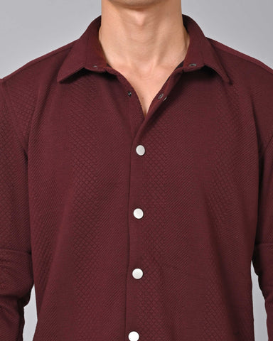 Buy Men's Maroon Knit Cotton Shirt Online