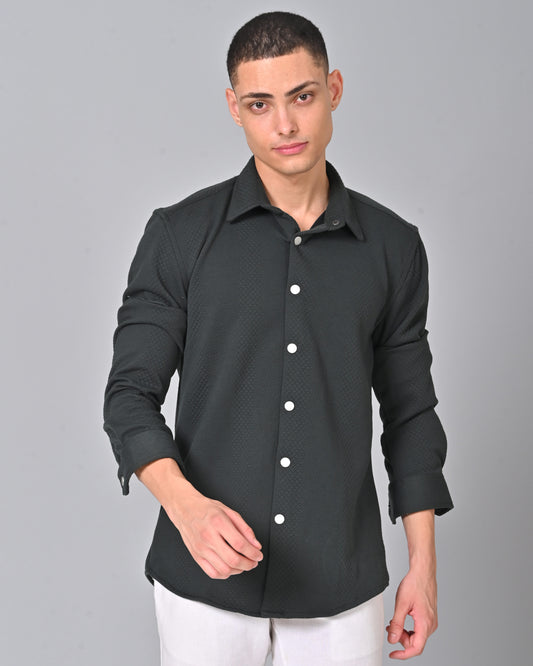 Men's Casual Patterned Knit Cotton Regular Fit Shirt - 05