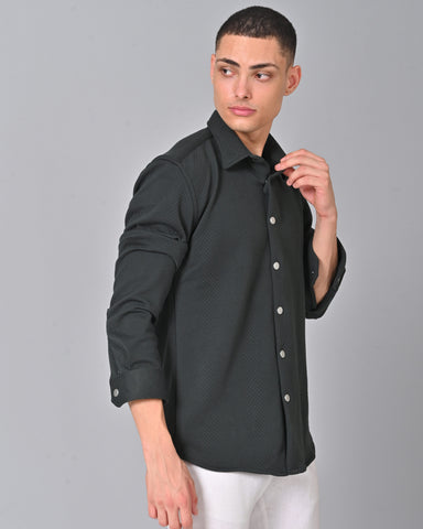 Men's Light Black Knit Cotton Shirt Online
