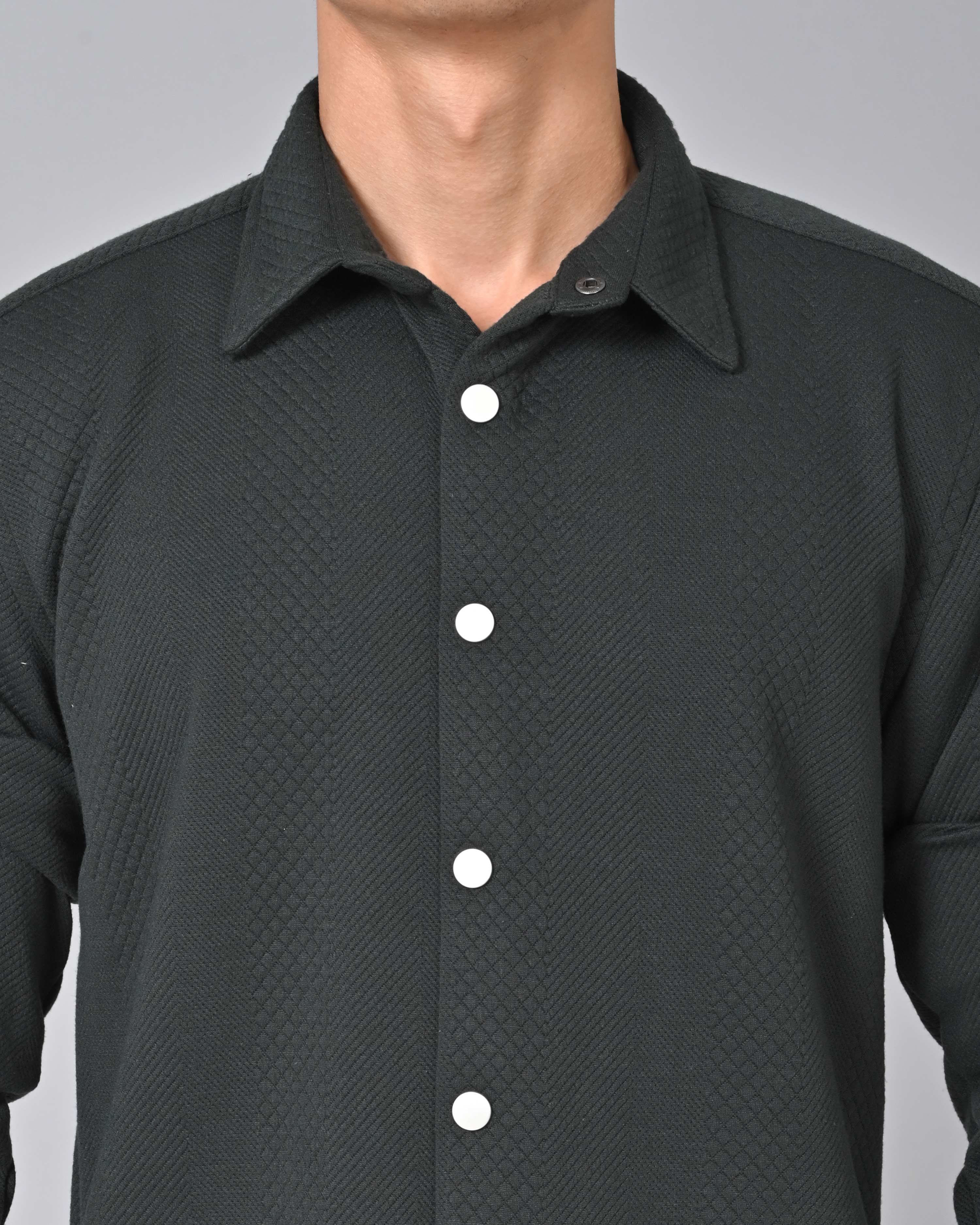 Buy Men's Light Black Knit Cotton Shirt Online