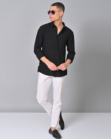 Buy Men's Embroidered Black Full Sleeve Shirt Online