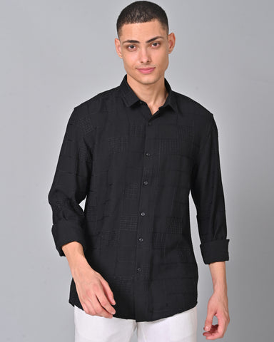 Men's Embroidered Black Shirt Online