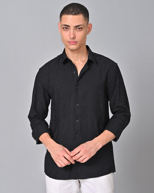 Men's Embroidered Regular Fit Shirt With Spread Collar - 02