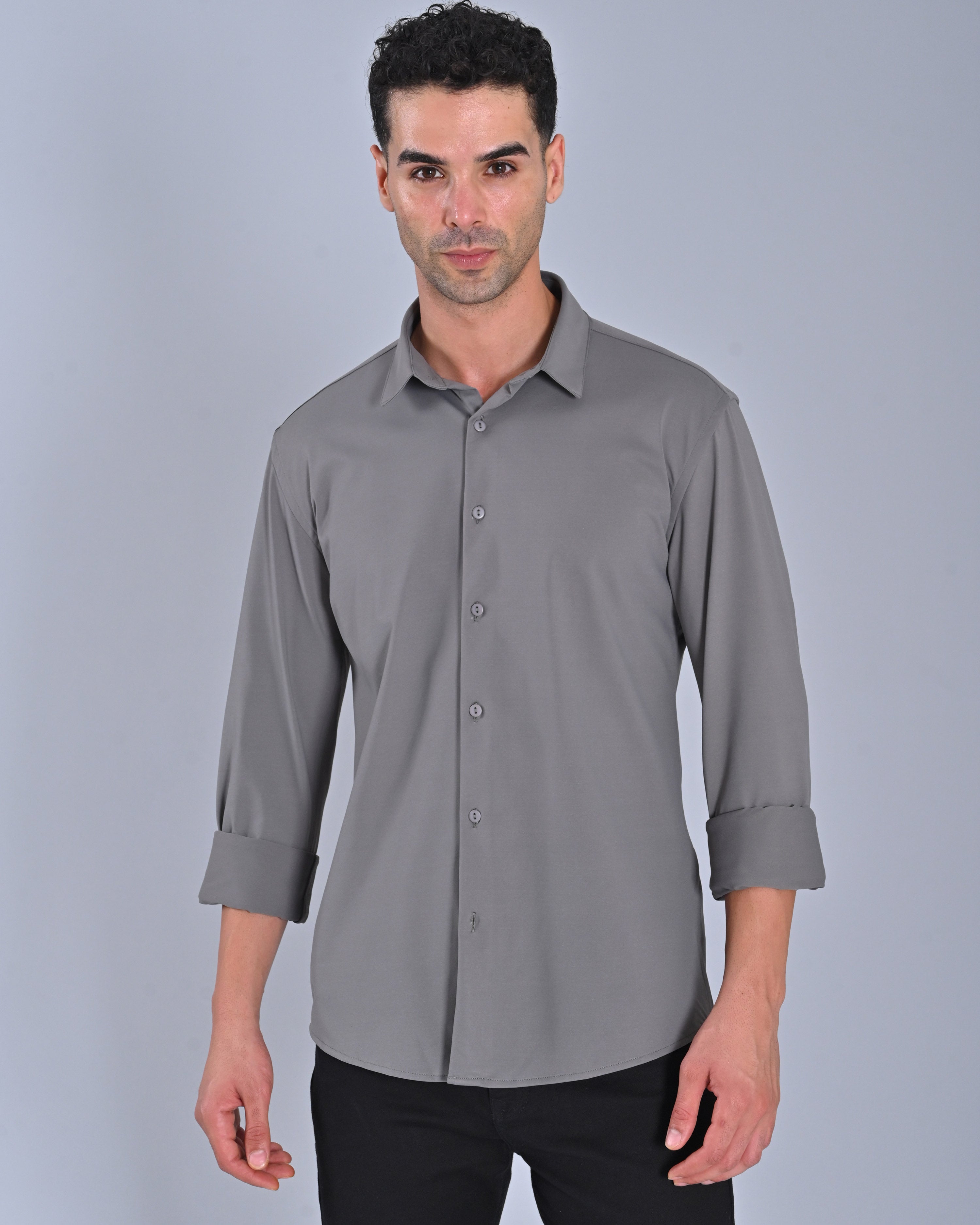 Men's Solid Classic Dark Grey Colour Shirt