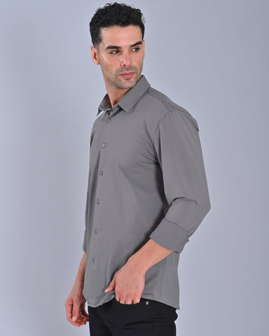 Buy Men's Solid Dark Grey Colour Shirt