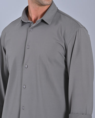Men's Solid Classic Dark Grey Full Sleeve Shirt