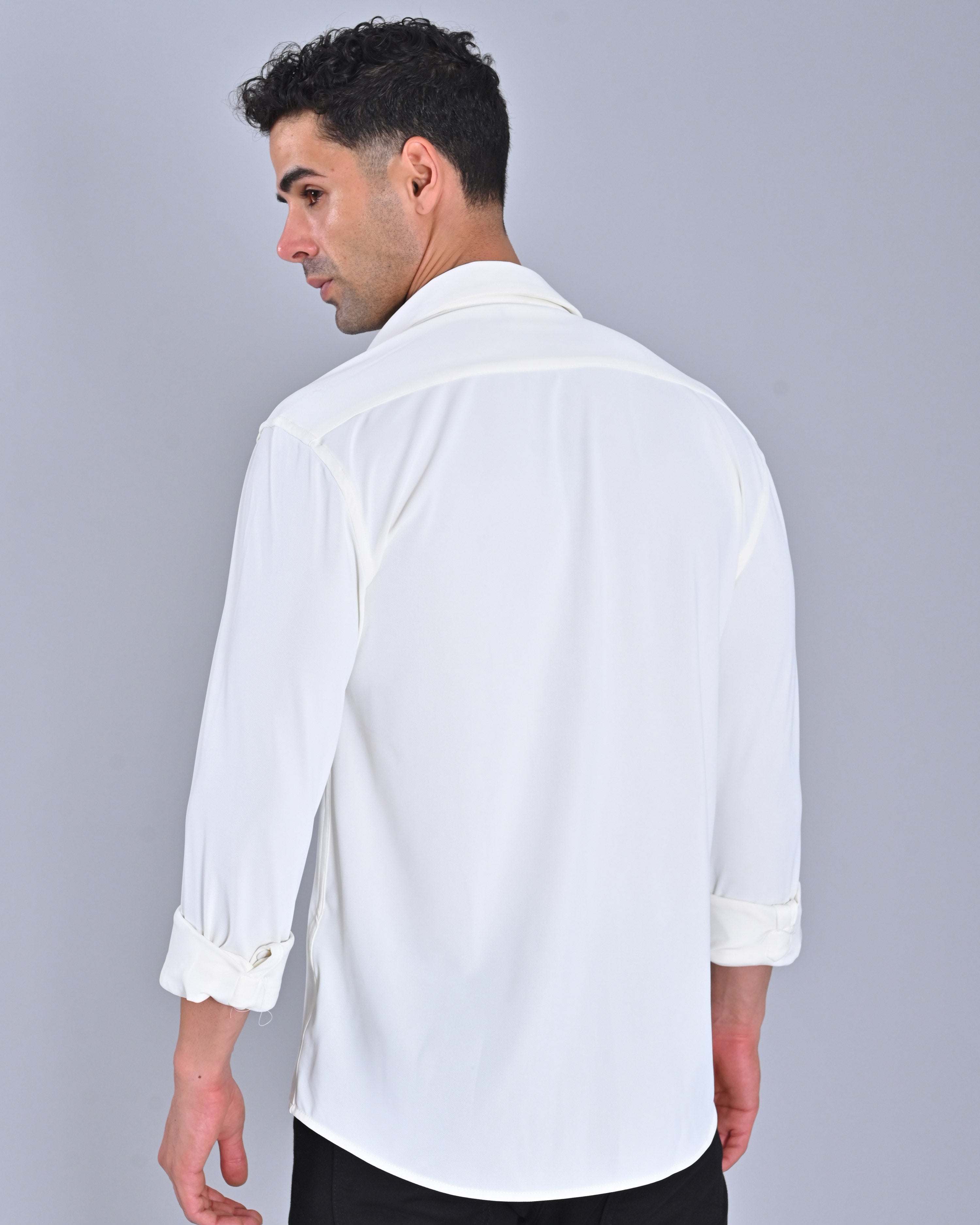 Men's Solid White Cross Knit Shirt Online