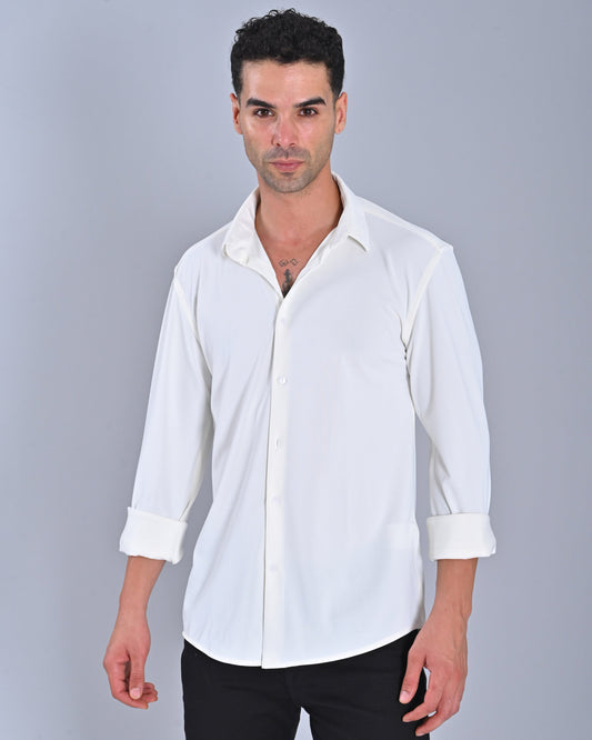 Men's Solid Classic White Colour Shirt