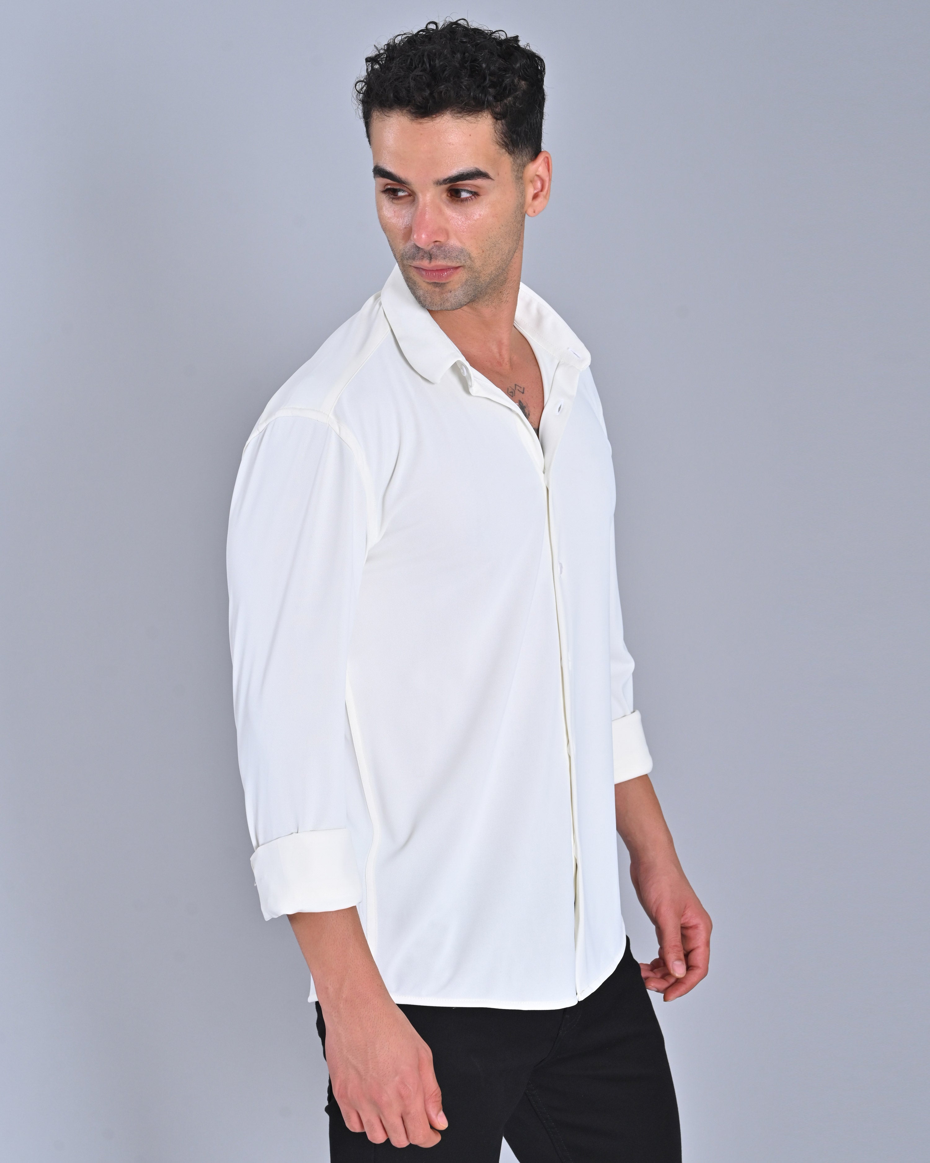 Buy Men's Solid White Cross Knit Shirt