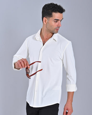 Shop Buy Men's Solid White Cross Knit Shirt Online