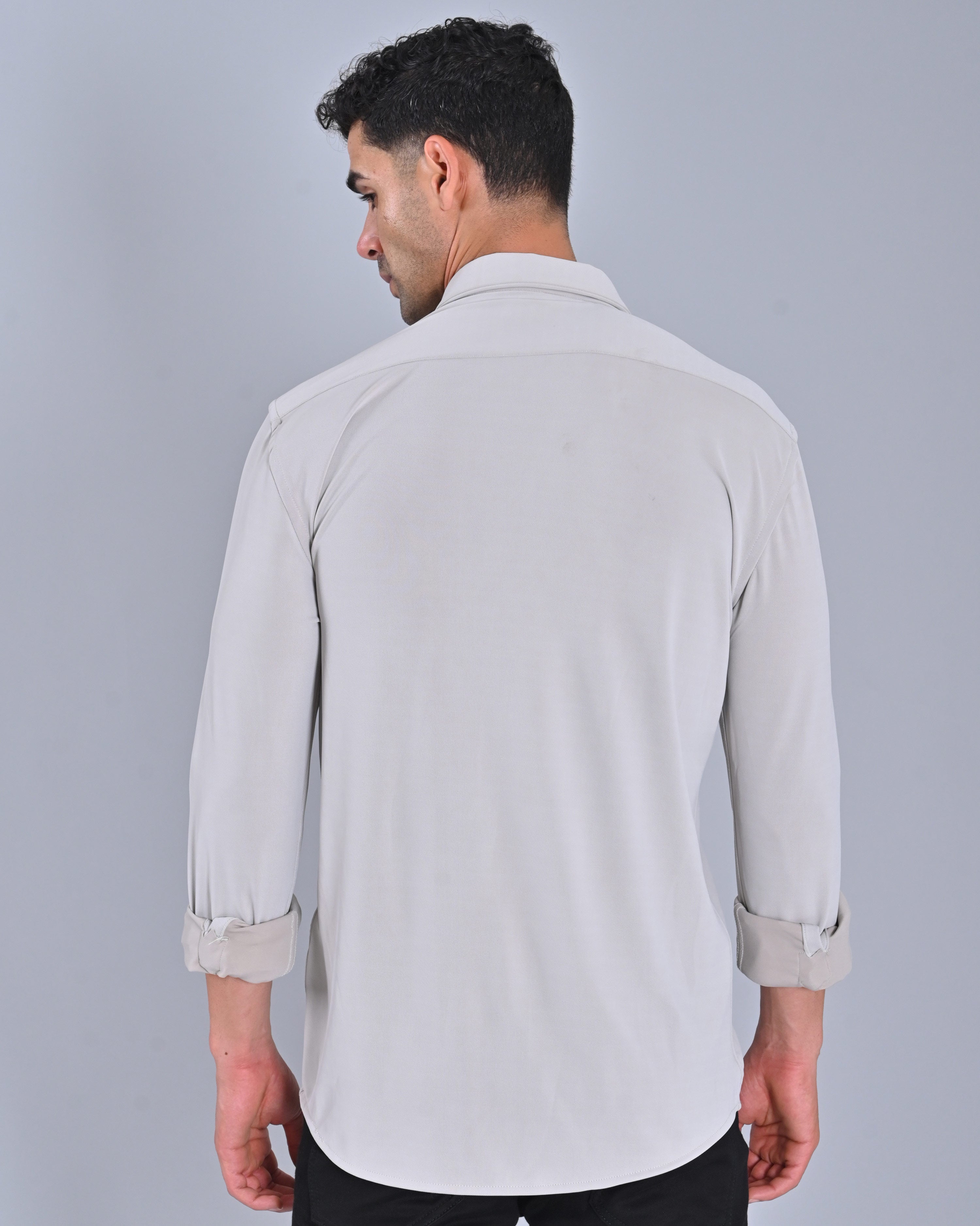 Men's Solid Light Grey Cross Knit Shirt Online