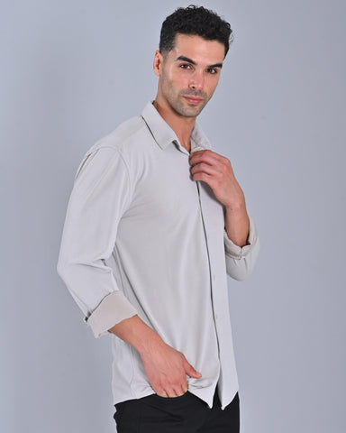 Buy Men's Solid Light Grey Cross Knit Shirt