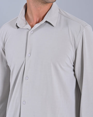 Shop Men's Solid Light Grey Cross Knit Shirt