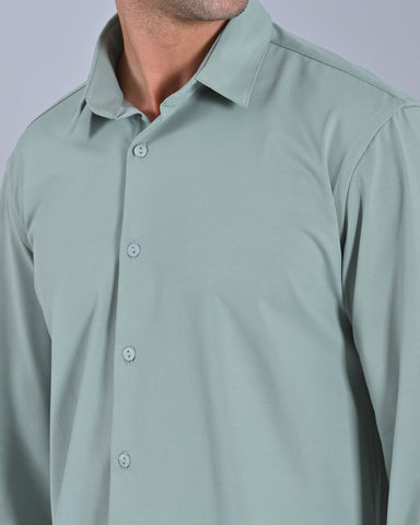 Men's Solid Classic Light Green Full Sleeve Shirt
