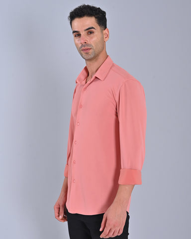 Buy Men's Salmon Pink Cross Knit Shirt Online