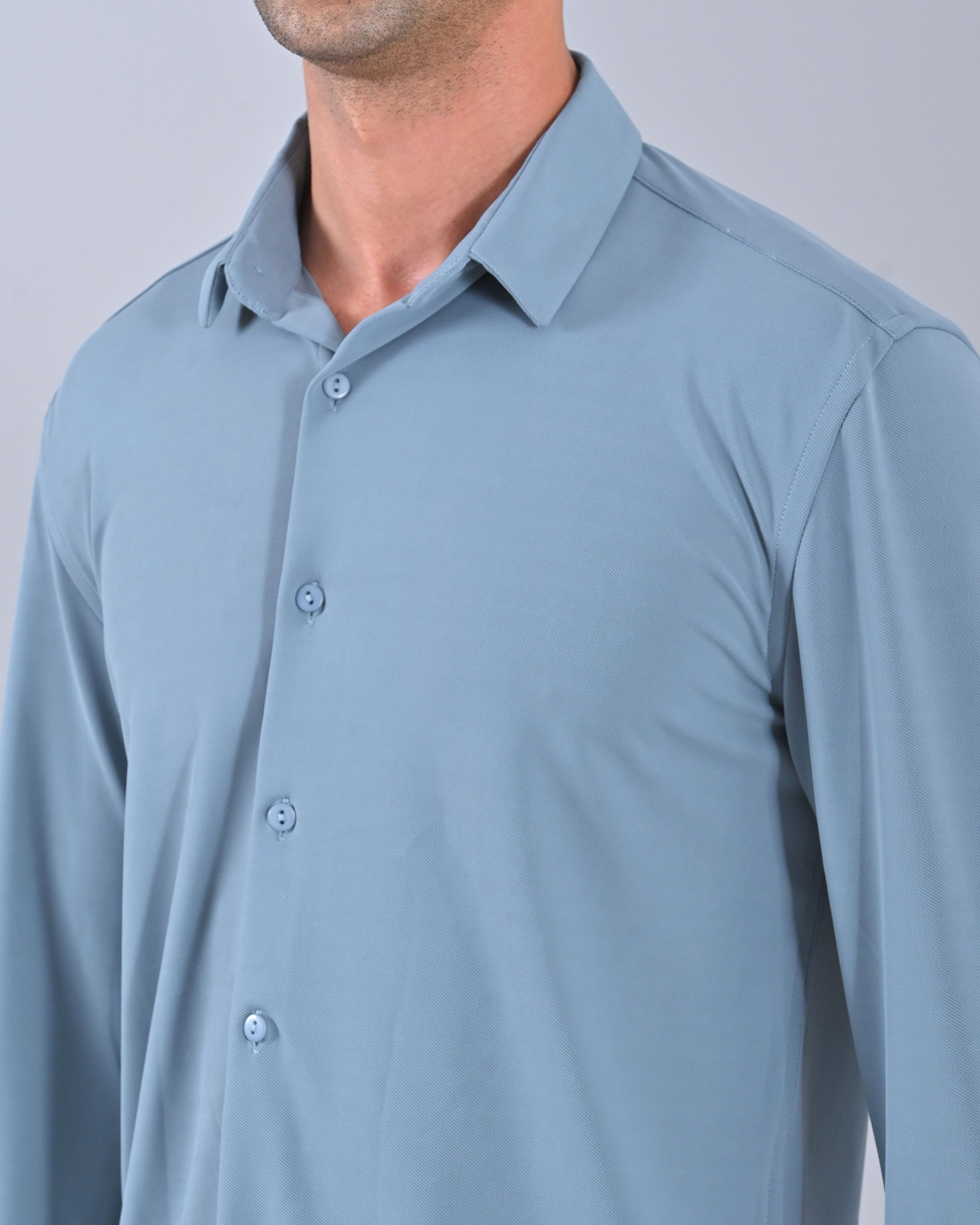 Shop Men's Solid Blue Full Sleeve Cross Knit Shirt