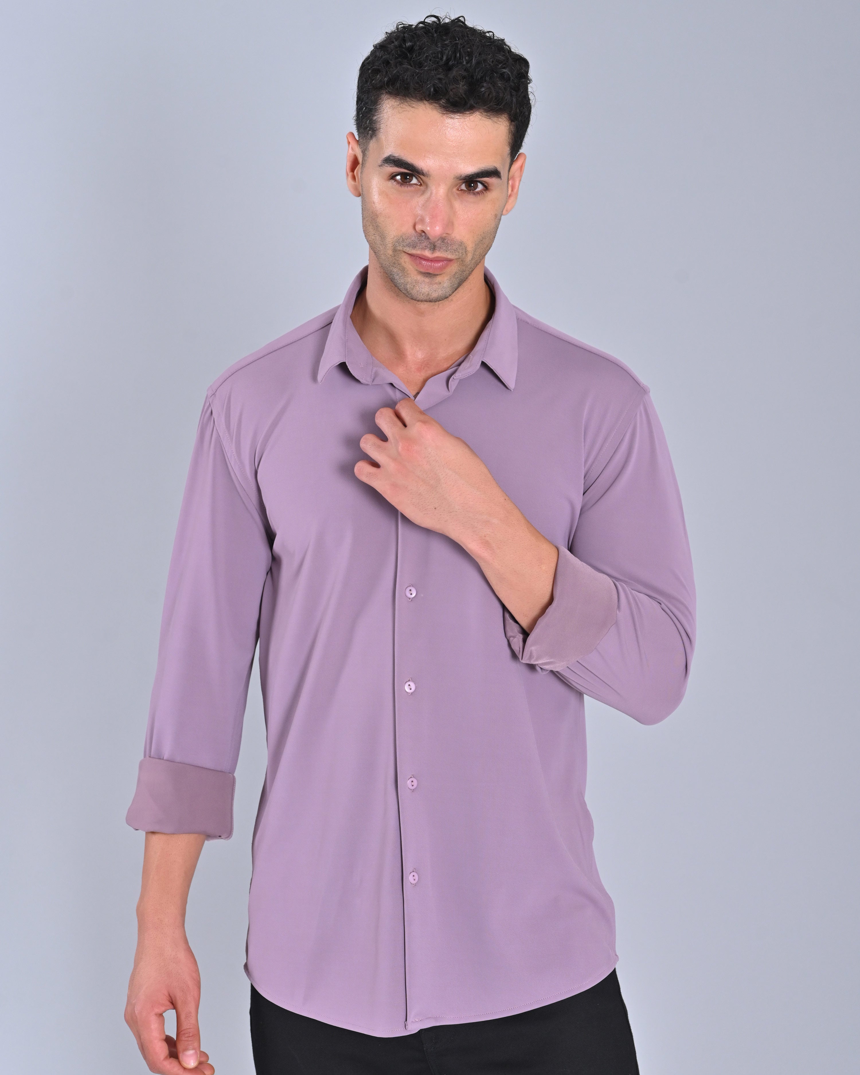 Men's Solid Purple Cross Knit Shirt