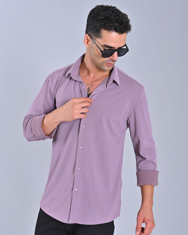 Shop Men's Solid Purple Full Sleeve Cross Knit Shirt Online