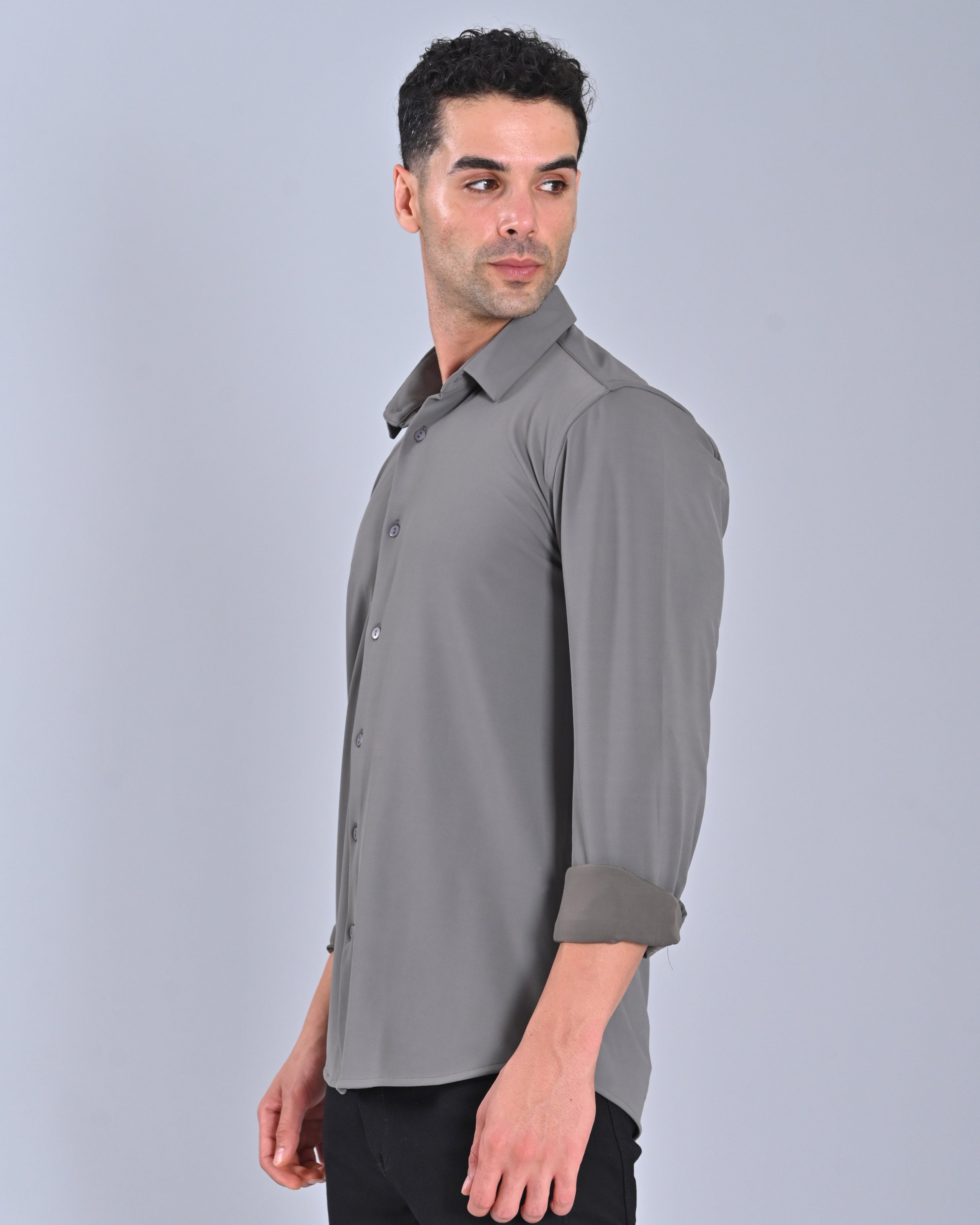 Shop Men's Solid Blue Grey Cross Knit Shirt