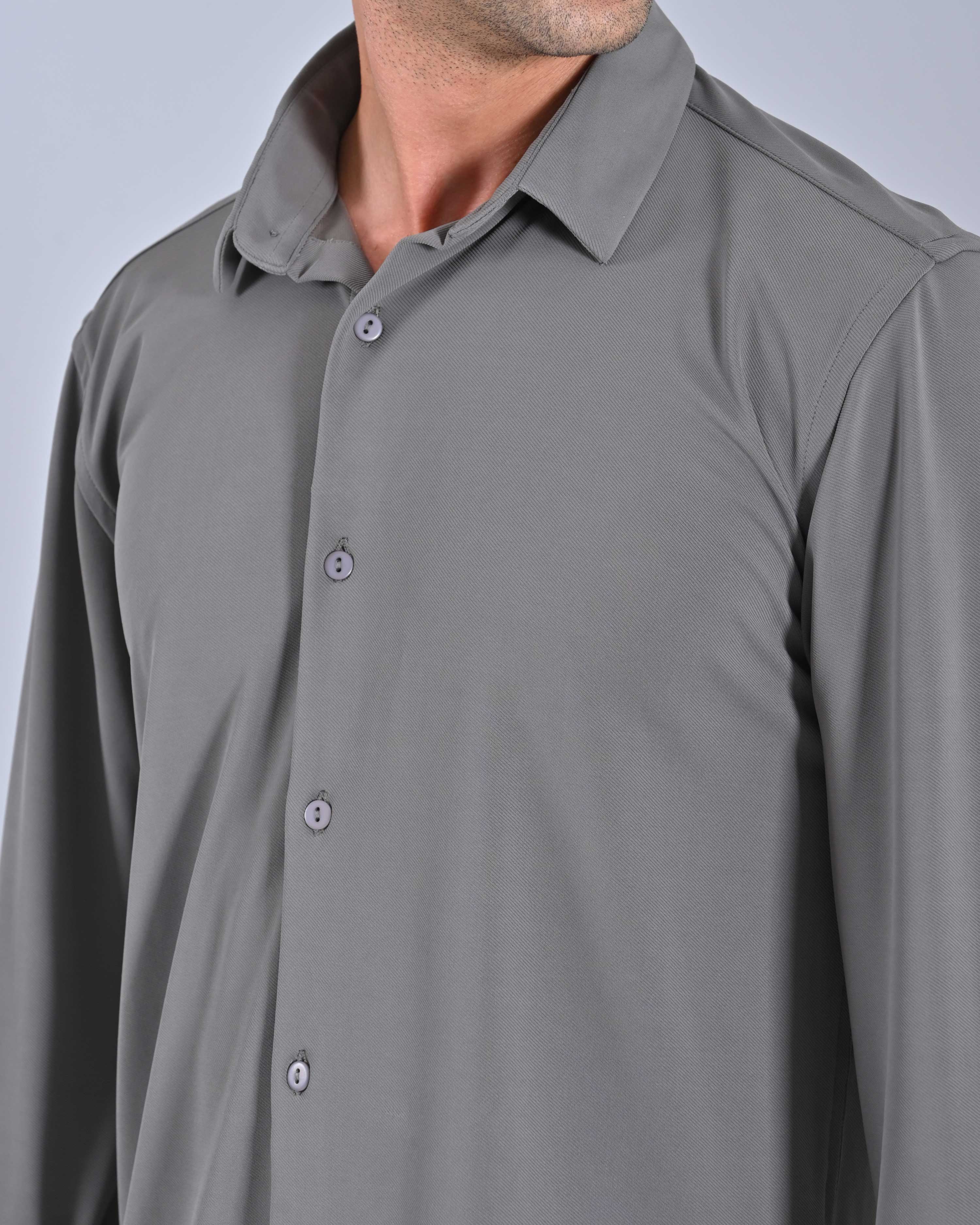 Shop Men's Solid Blue Grey Full Sleeve Cross Knit Shirt
