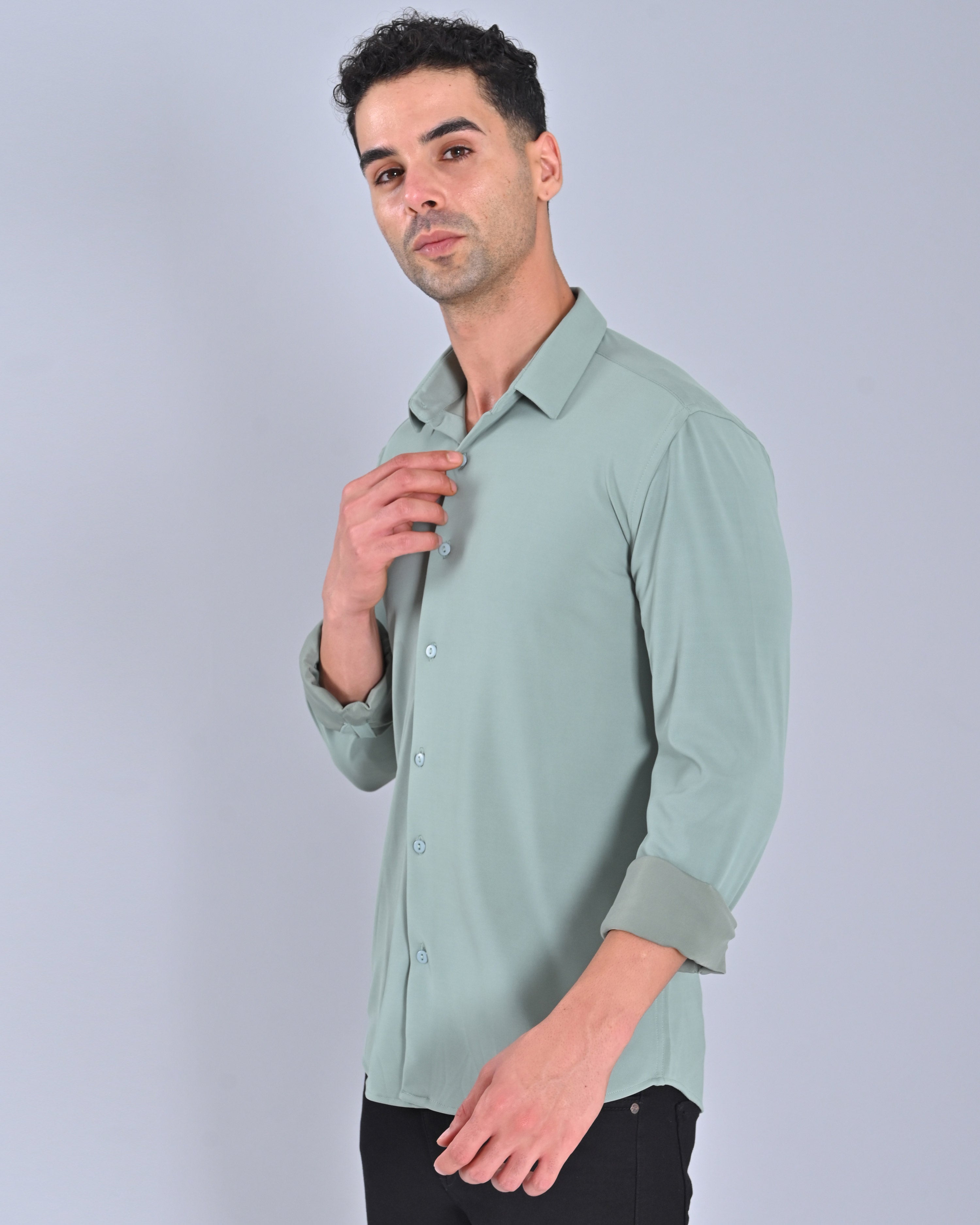 Buy Men's Solid Light Blue Cross Knit Shirt Online