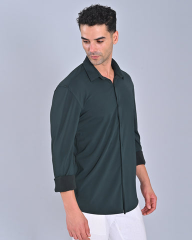 Shop Men's Dark Grey Cross Knit Shirt 