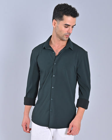 Men's Dark Full Sleeve Grey Cross Knit Shirt  