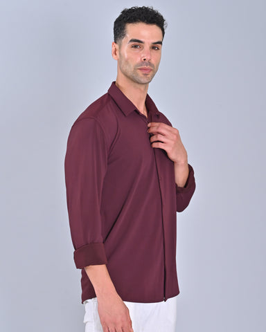 Buy Men's Burgundy Full Sleeve Cross Knit Shirt 
