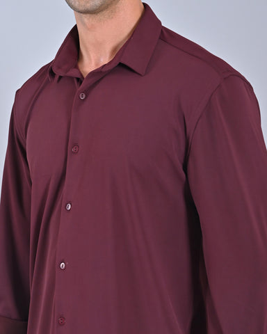 Shop Men's Burgundy Full Sleeve Cross Knit Shirt 