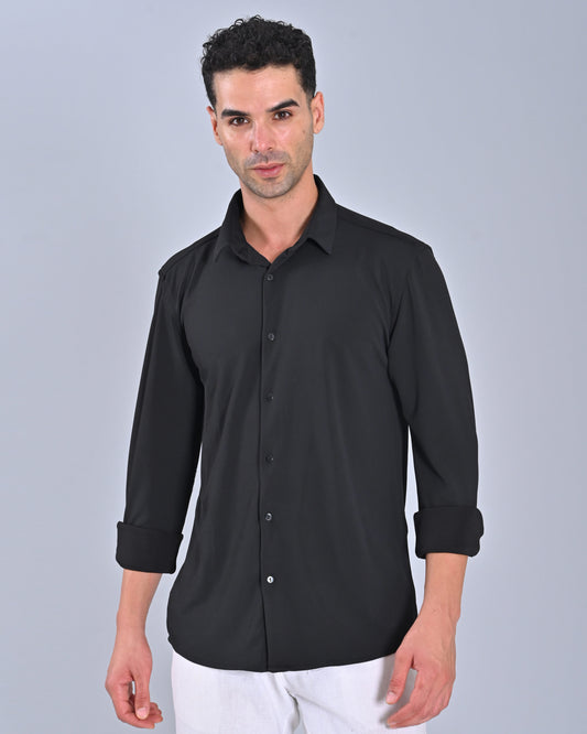 Men's Black Solid Full Sleeve Shirt 