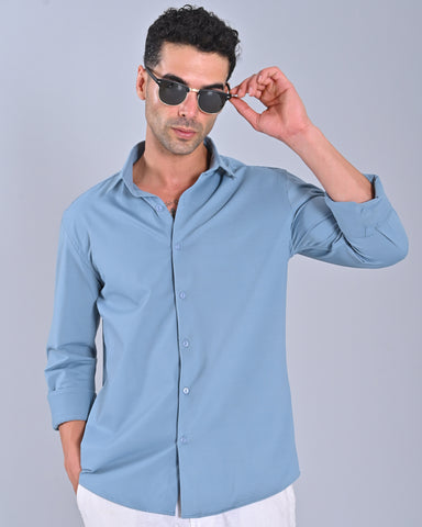 Shop Men's Solid Classic Sky Blue Colour Shirt