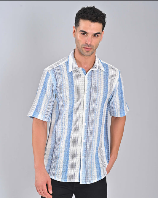Men's Blue Striped Tweed Shirt