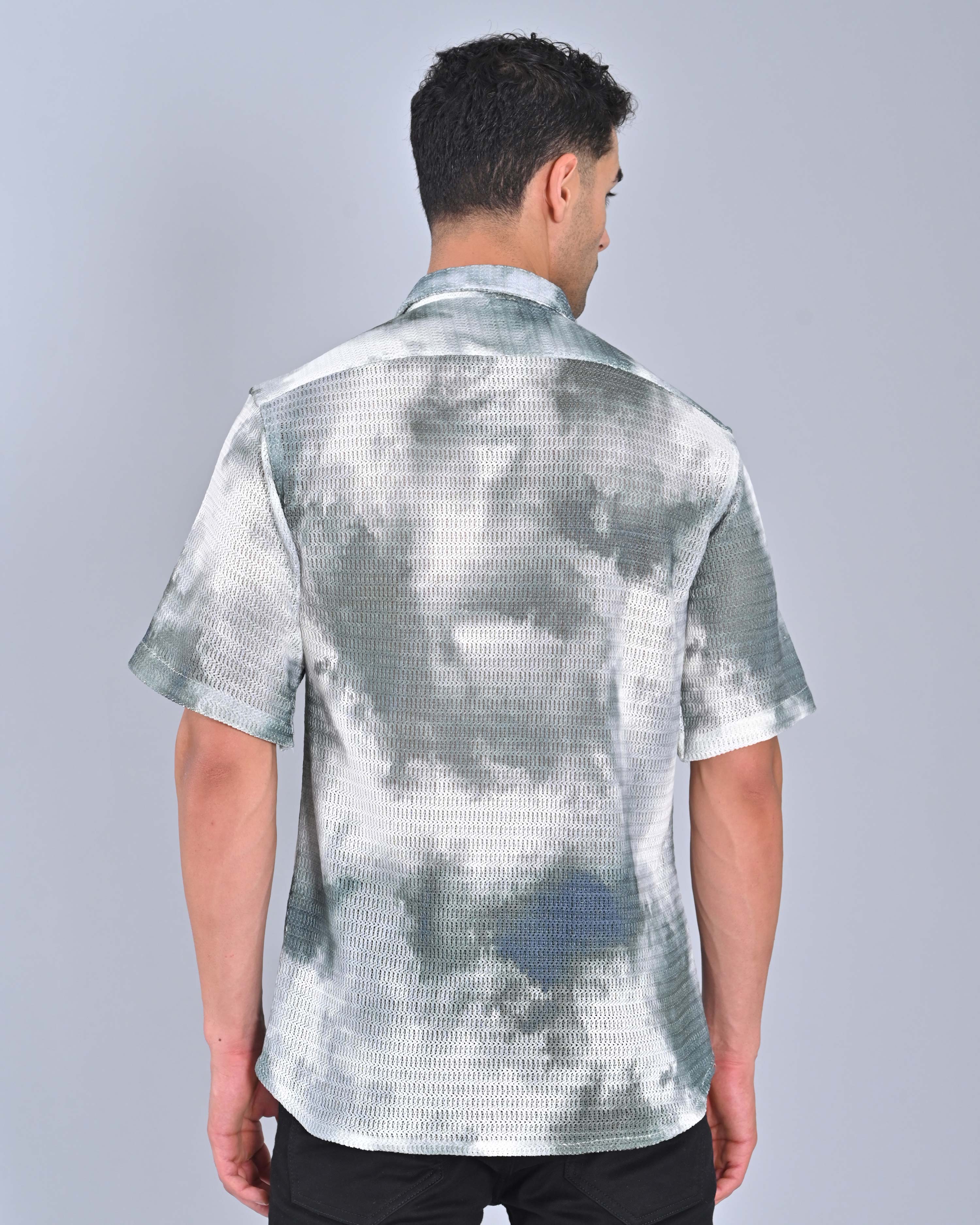 Men's Grey Spread Collar Tweed Shirt Online